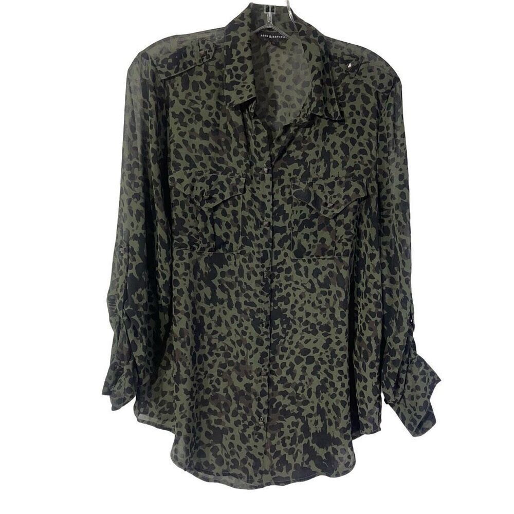 Rock and Republic Women's Button-up Animal Print Polyester Shirt Size M